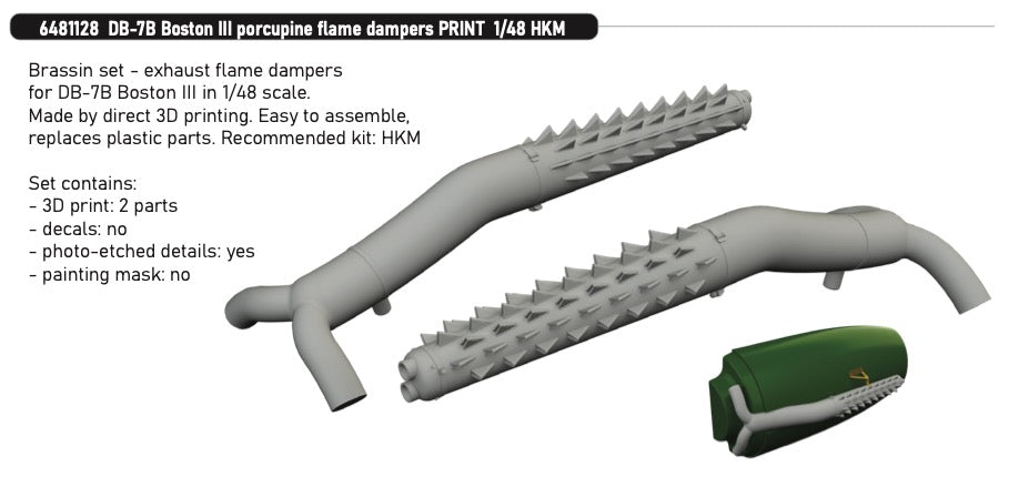 Eduard Brassin ED6481128 1:48 Douglas DB-7B Boston III porcupine flame dampers