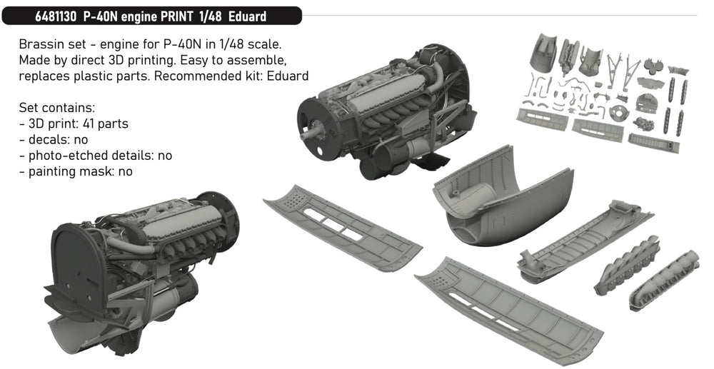 Eduard Brassin ED6481130 1:48 Curtiss P-40N Warhawk engine