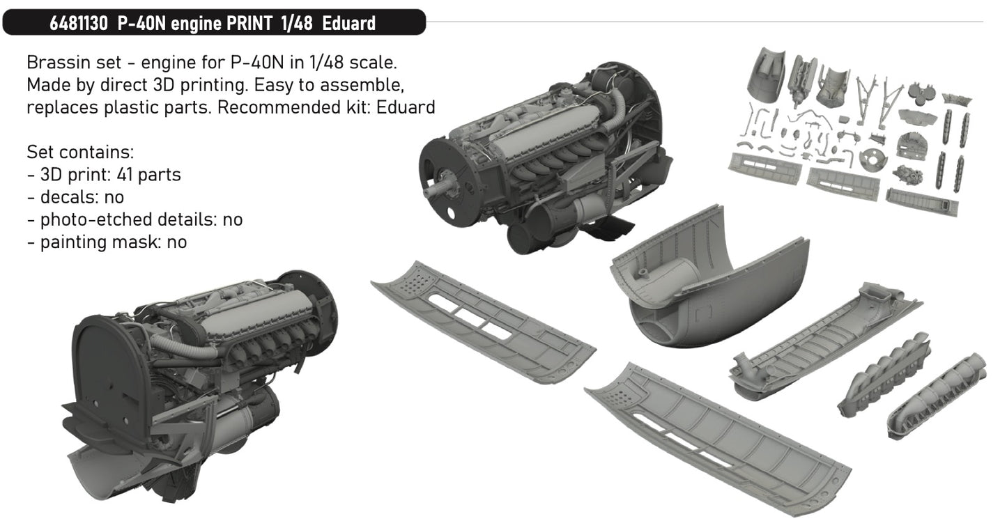 Eduard Brassin ED6481130 1:48 Curtiss P-40N Warhawk engine