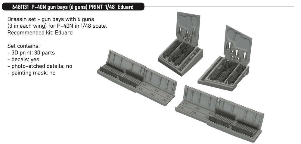 Eduard Brassin ED6481131 1:48 Curtiss P-40N Warhawk gun bays