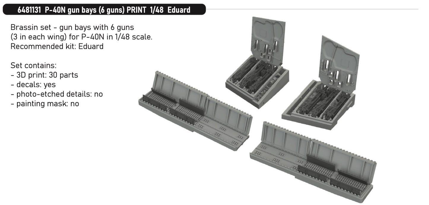 Eduard Brassin ED6481131 1:48 Curtiss P-40N Warhawk gun bays