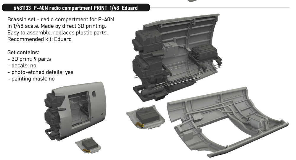 Eduard Brassin ED6481133 1:48 Curtiss P-40N Warhawk radio compartment