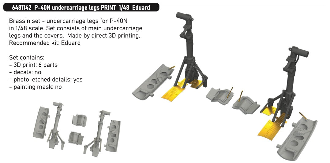 Eduard Brassin ED6481142 1:48 Curtiss P-40N Warhawk undercarriage legs