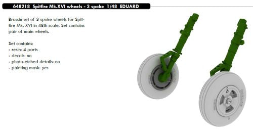 Eduard Brassin ED648218 Spitfire Mk.XVI Weighted Wheels 1:48