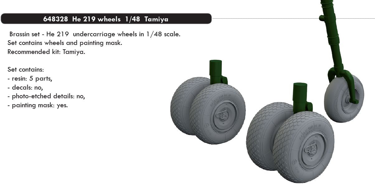 Eduard Brassin ED648328 1:48 Heinkel He-219A-7 'UHU' wheels with Wtd tyre effect