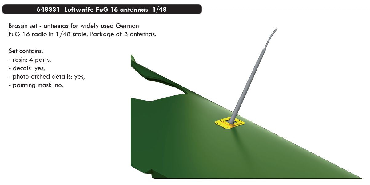 Eduard Brassin ED648331 1:48 Luftwaffe FuG 16 Antennae