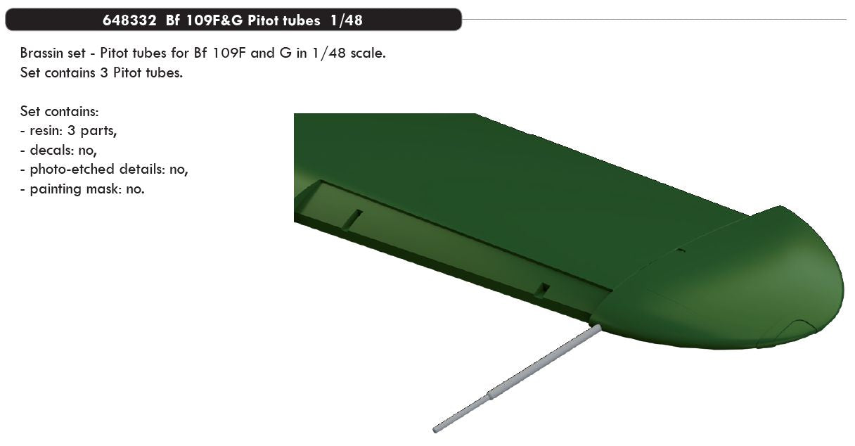 Eduard Brassin ED648332 1:48 Messerschmitt Bf-109F-4/Bf-109G Pitot tubes