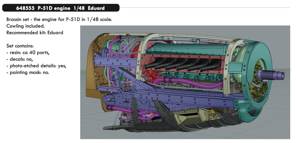 Eduard Brassin ED648555 1:48 North-American P-51D-5 Mustang engine