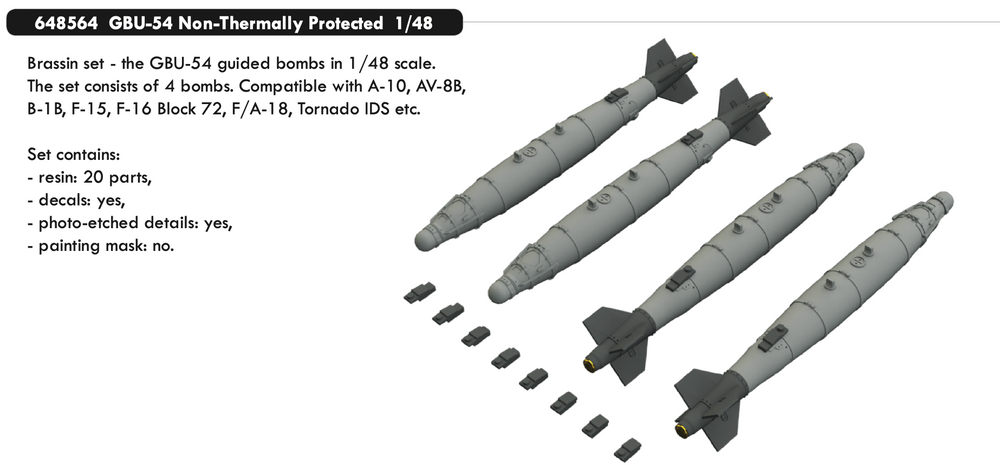 Eduard Brassin ED648564 1:48 GBU-54 Non-Thermally Protected
