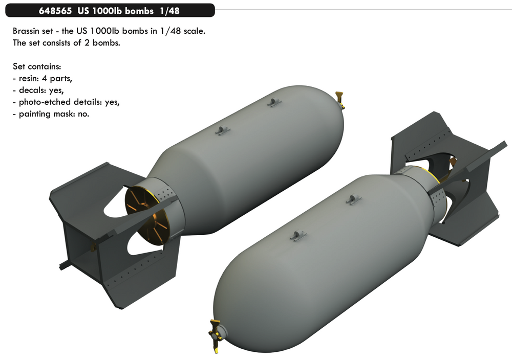 Eduard Brassin ED648565 1:48 US 1000lb bombs