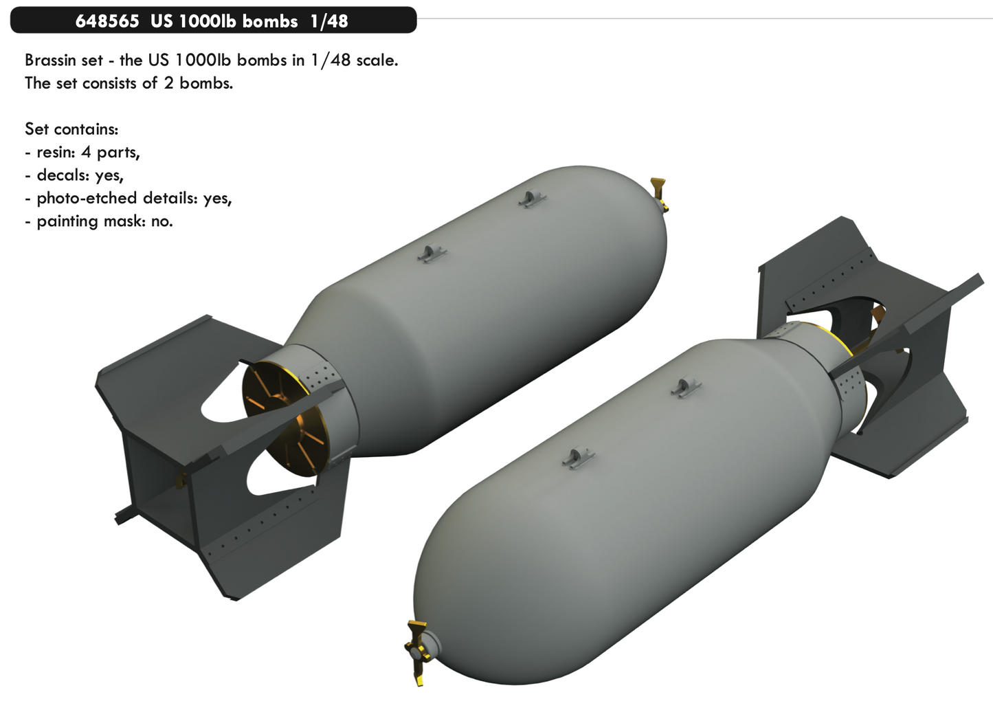Eduard Brassin ED648565 1:48 US 1000lb bombs