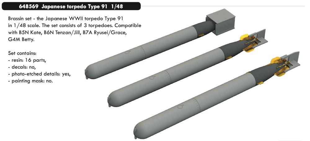 Eduard Brassin ED648569 1:48 Japanese torpedo Type 91