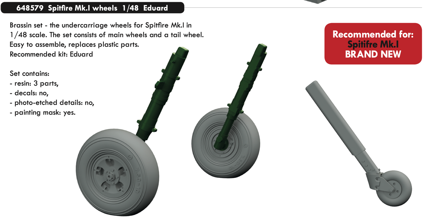 Eduard Brassin ED648579 Spitfire Mk.I Weighted Wheels 1:48