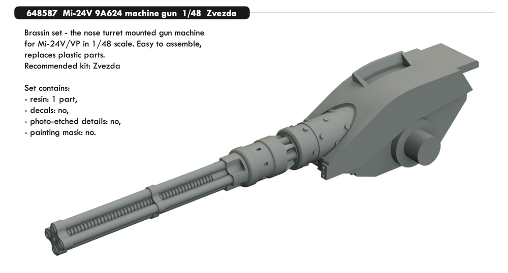Eduard Brassin ED648587 1:48 Mil Mi-24V 9A624 machine gun