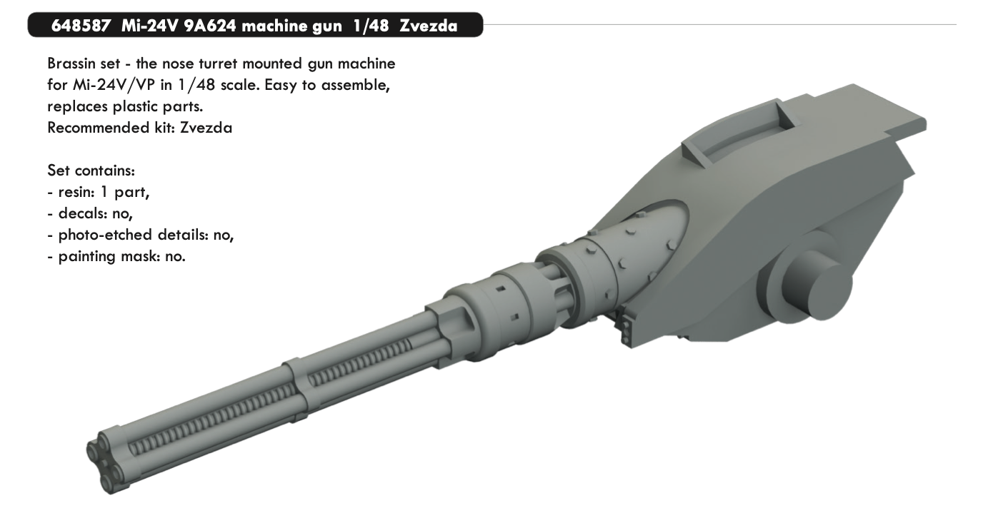 Eduard Brassin ED648587 1:48 Mil Mi-24V 9A624 machine gun