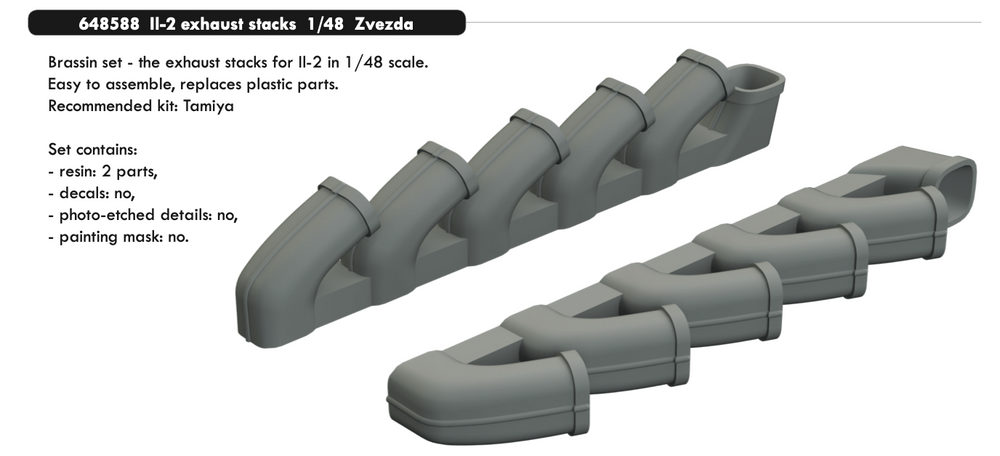 Eduard Brassin ED648588 1:48 Ilyushin Il-2 exhaust stacks