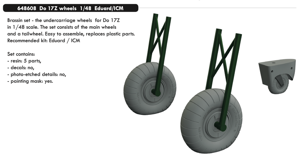 Eduard Brassin ED648608 1:48 Dornier Do-17Z wheels with weighted tyre effect
