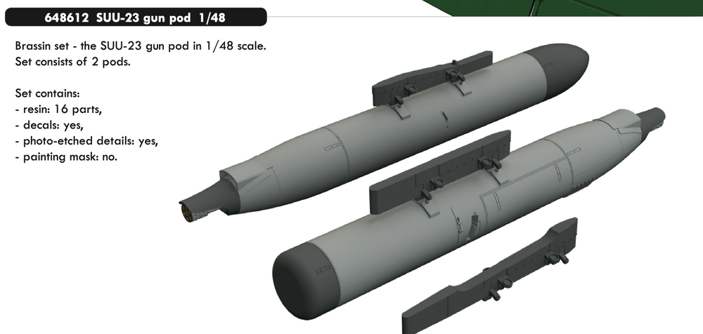 Eduard Brassin ED648612 1:48 SUU-23 gun pod