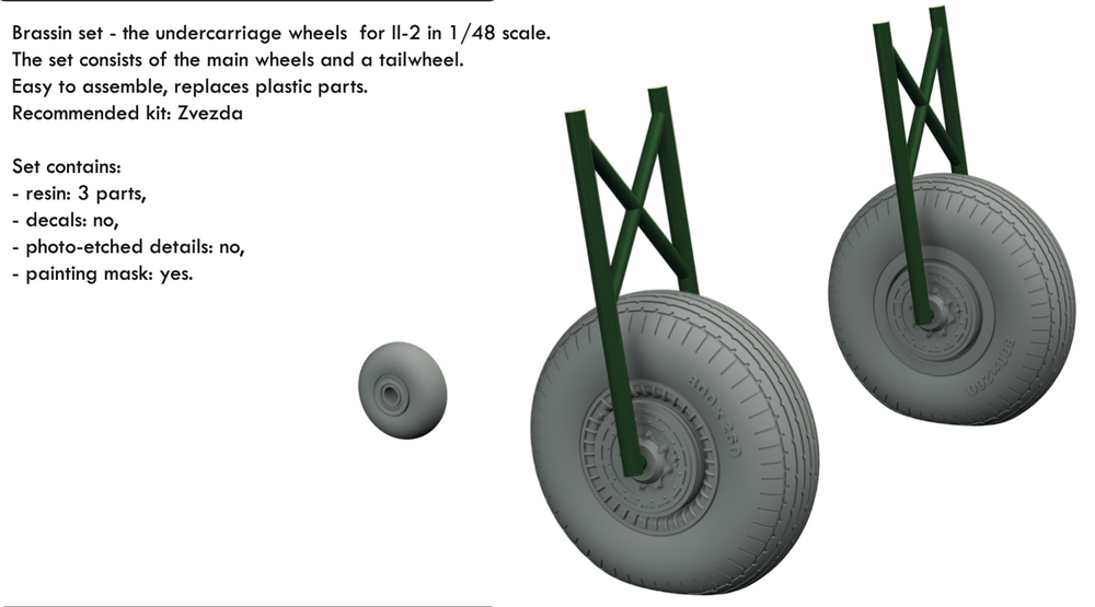 Eduard Brassin ED648617 1:48 Ilyushin Il-2 Stormovik wheels with Wtd tyre effect