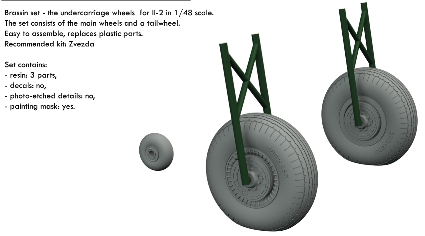 Eduard Brassin ED648617 1:48 Ilyushin Il-2 Stormovik wheels with Wtd tyre effect