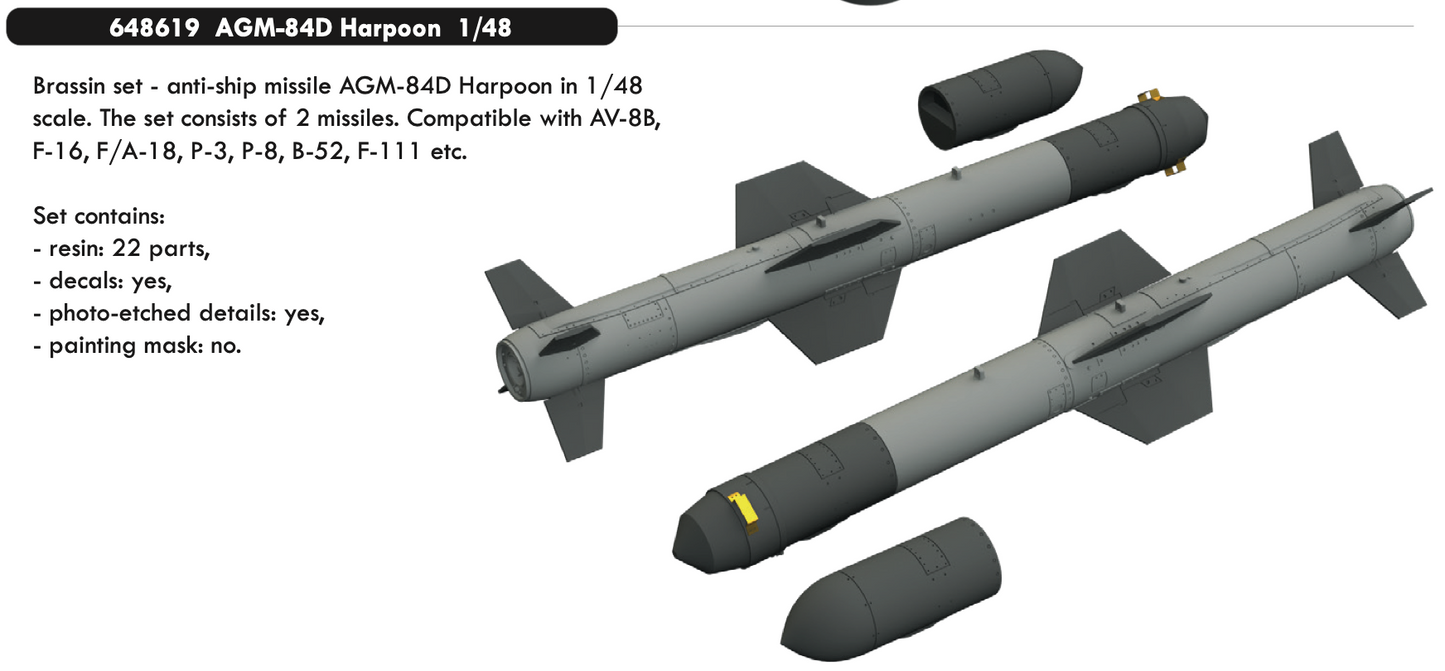 Eduard Brassin ED648619 1:48 AGM-84D Harpoon