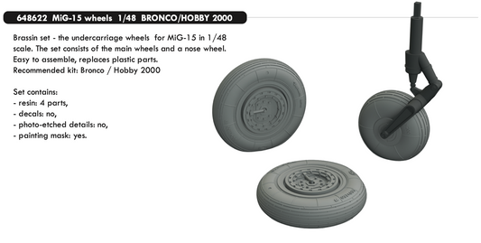 Eduard Brassin ED648622 1:48 Mikoyan MiG-15 wheels with weighted tyre effect