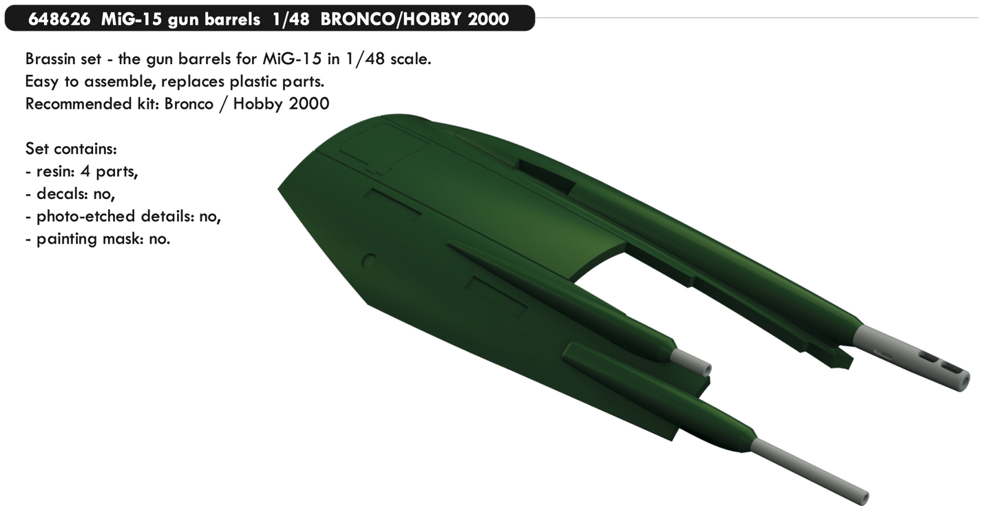 Eduard Brassin ED648626 1:48 Mikoyan MiG-15 gun barrels
