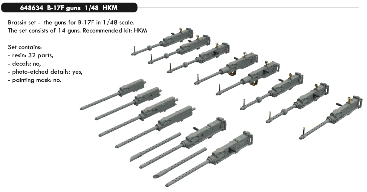Eduard Brassin ED648634 1:48 Boeing B-17F Flying Fortress guns
