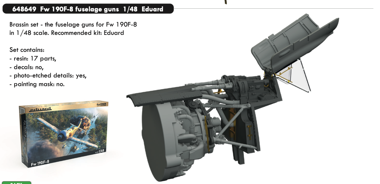 Eduard Brassin ED648649 1:48 Focke-Wulf Fw-190F-8 fuselage guns