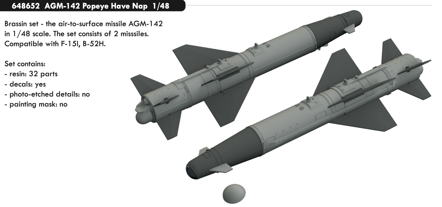 Eduard Brassin ED648652 AGM-142 Popeye Have Nap Missile Set 1:48