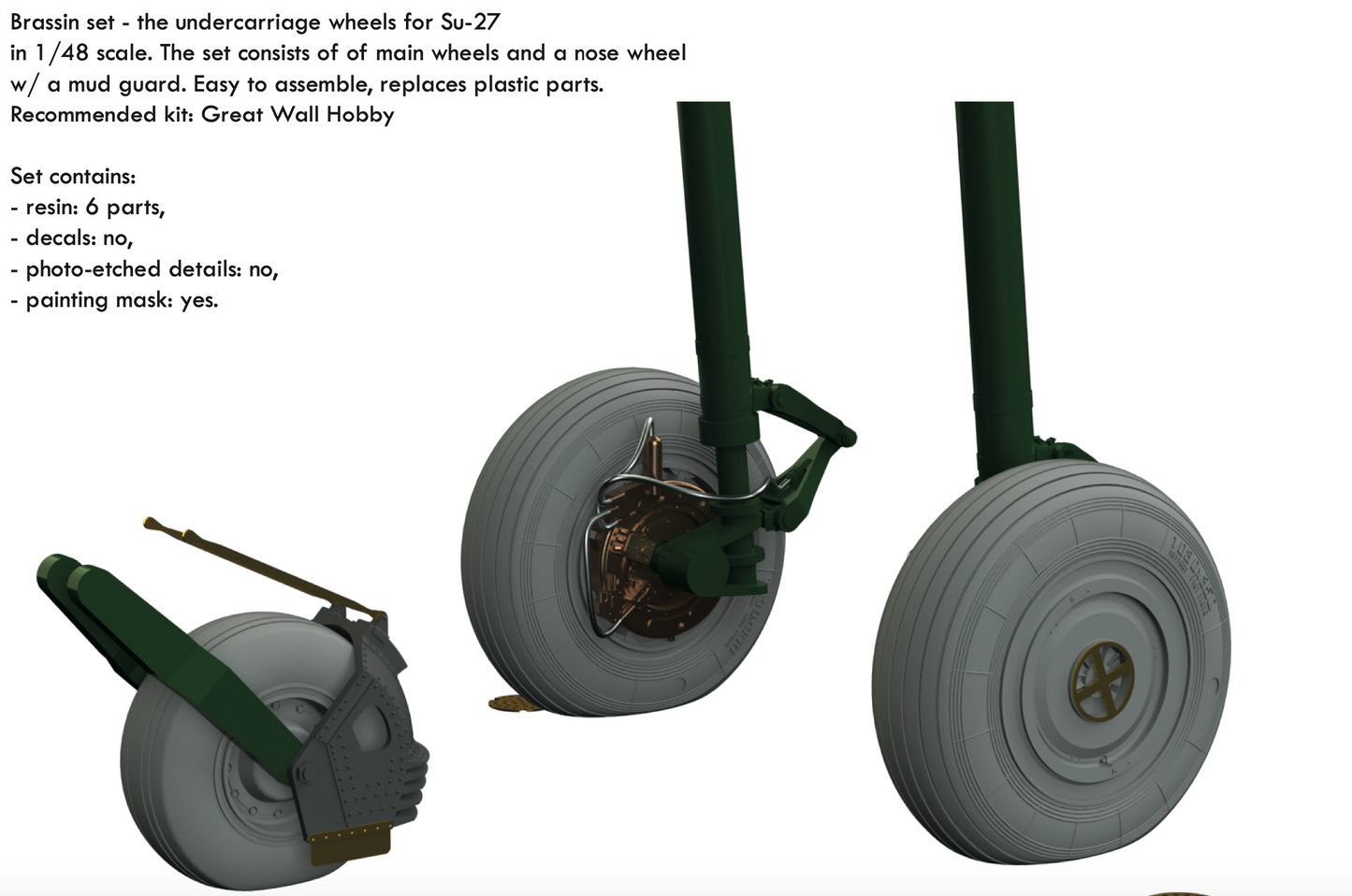 Eduard Brassin ED648653 1:48 Sukhoi Su-27 wheels with weighted tyre effect