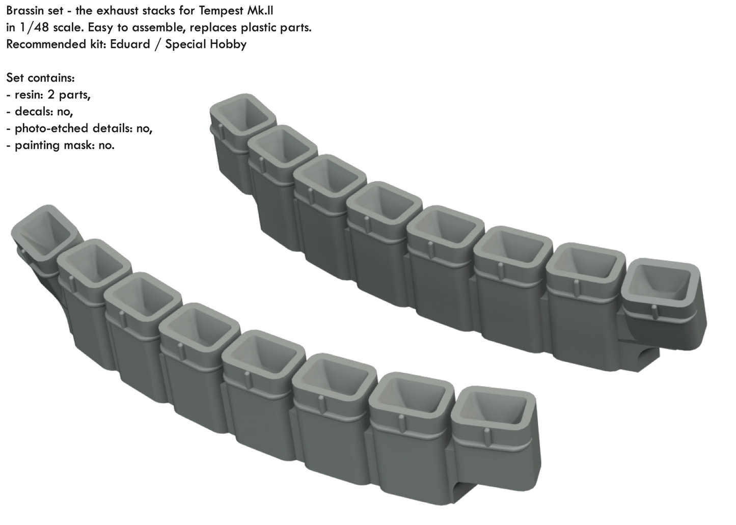 Eduard Brassin ED648654 1:48 Hawker Tempest Mk.II exhaust stacks
