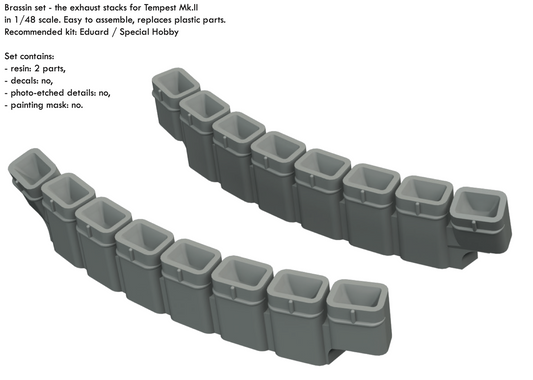 Eduard Brassin ED648654 1:48 Hawker Tempest Mk.II exhaust stacks