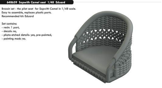 Eduard Brassin ED648659 1:48 Sopwith Camel seat