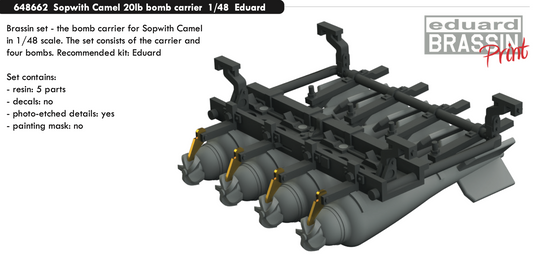Eduard Brassin ED648662 1:48 Sopwith Camel 20lb bomb carrier