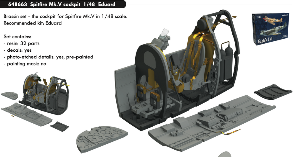 Eduard Brassin ED648663 1:48 Supermarine Spitfire Mk.V cockpit