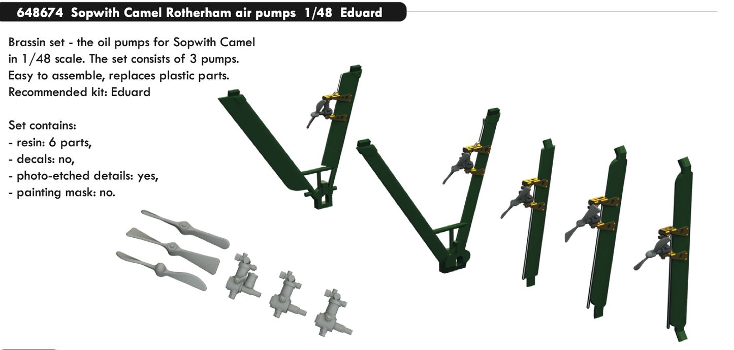 Eduard Brassin ED648674 1:48 Sopwith Camel Rotherham air pumps