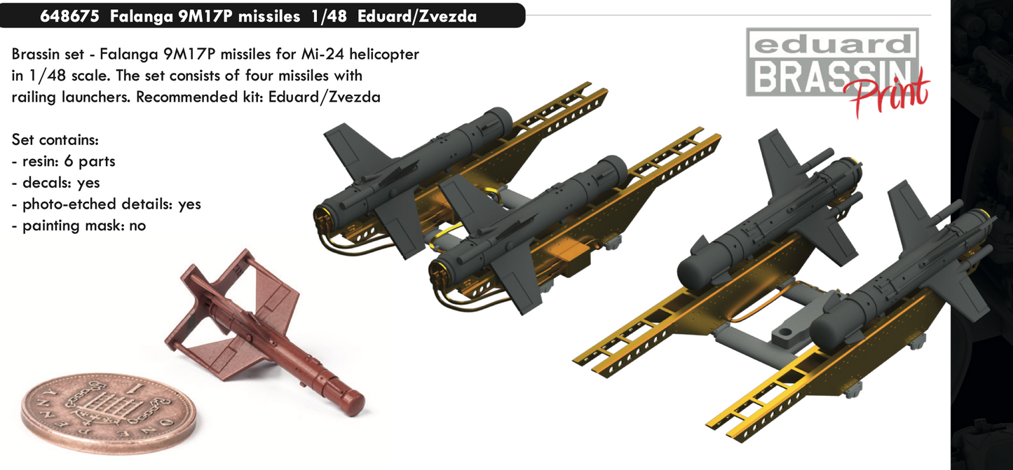Eduard Brassin ED648675 1:48 Falanga 9M17P missiles