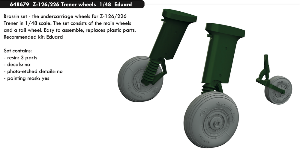 Eduard Brassin ED648679 1:48 Zlin Z-126/Z-226 Trener wheels with Wtd tyre effect