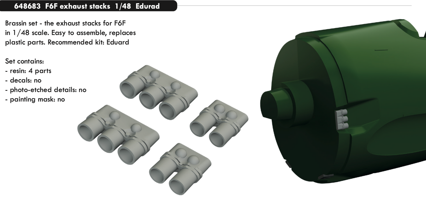 Eduard Brassin ED648683 1:48 Grumman F6F-3/F6F-5 Hellcat exhaust stacks
