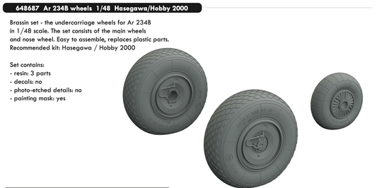 Eduard Brassin ED648687 1:48 Arado Ar-234B wheels with weighted tyre effect