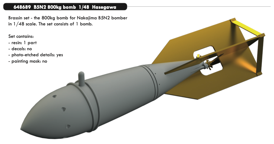 Eduard Brassin ED648689 1:48 Nakajima B5N2 'Kate' 800kg bomb