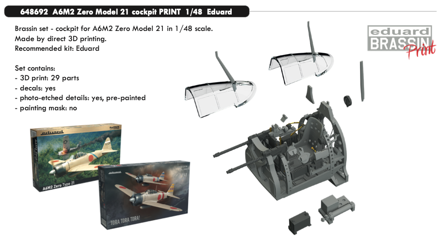 Eduard Brassin ED648692 1:48 Mitsubishi A6M2 Zero Model 21 cockpit