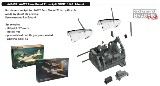 Eduard Brassin ED648692 1:48 Mitsubishi A6M2 Zero Model 21 cockpit