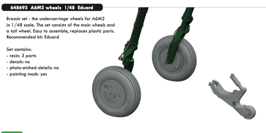 Eduard Brassin ED648693 1:48 Mitsubishi A6M2 Zero wheels with Wtd tyre effect