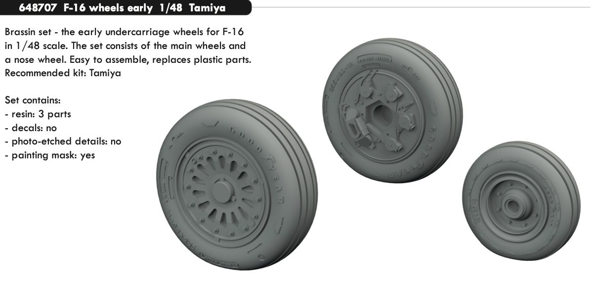 Eduard Brassin ED648707 F-16C Early Weighted Wheels 1:48