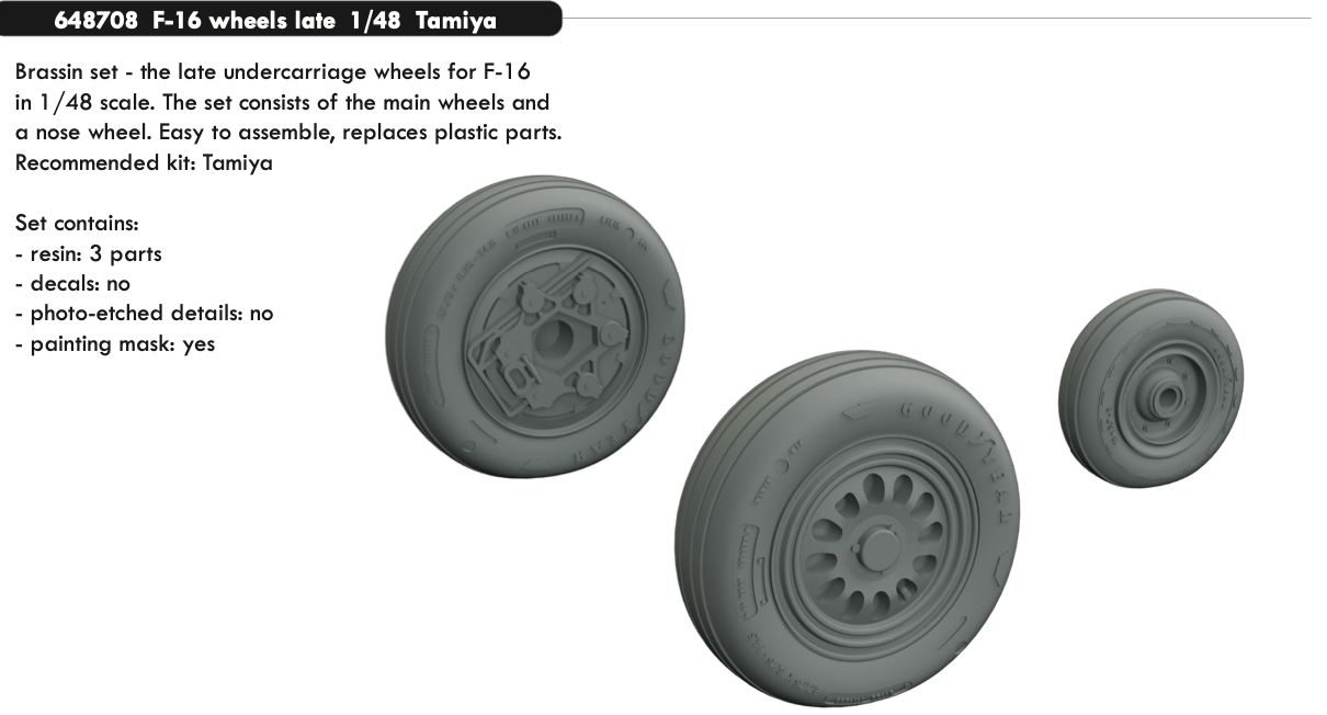 Eduard Brassin ED648708 F-16C Late Weighted Wheels 1:48