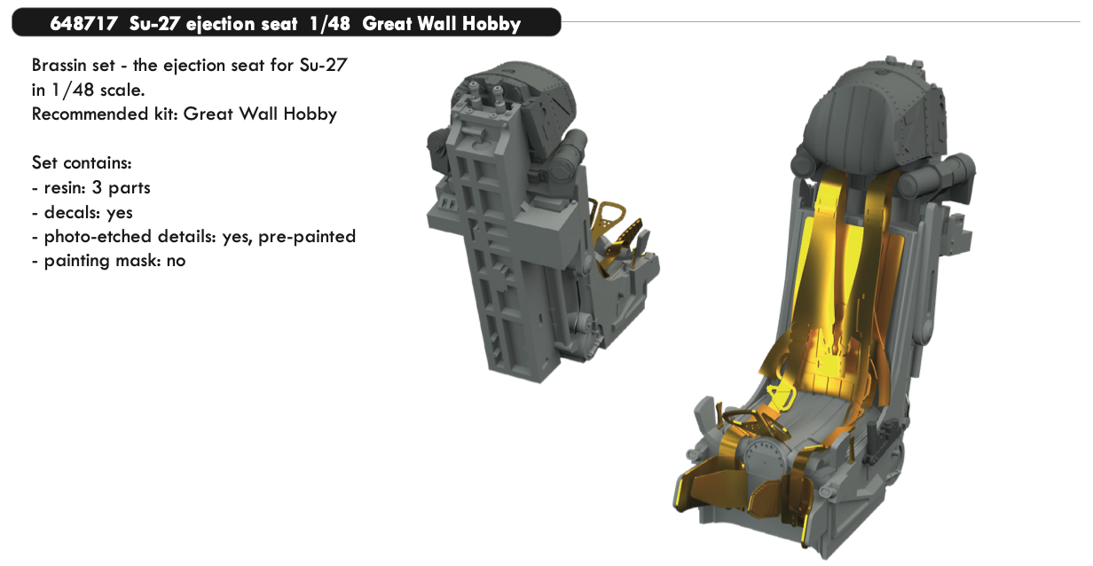 Eduard Brassin ED648717 1:48 Sukoi Su-27 ejection seat