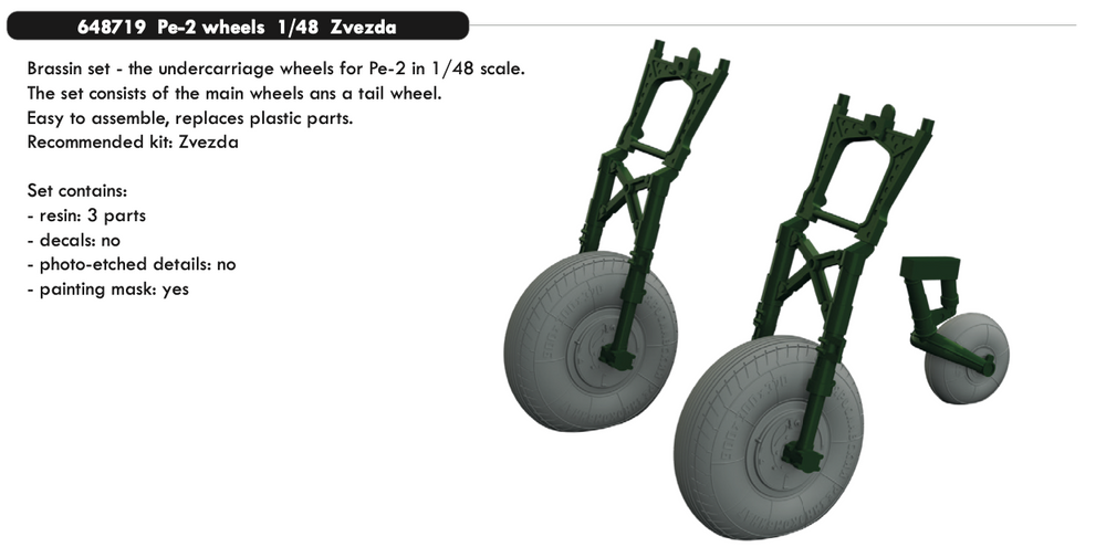 Eduard Brassin ED648719 1:48 Petlyakov Pe-2 wheels with weighted tyre effect