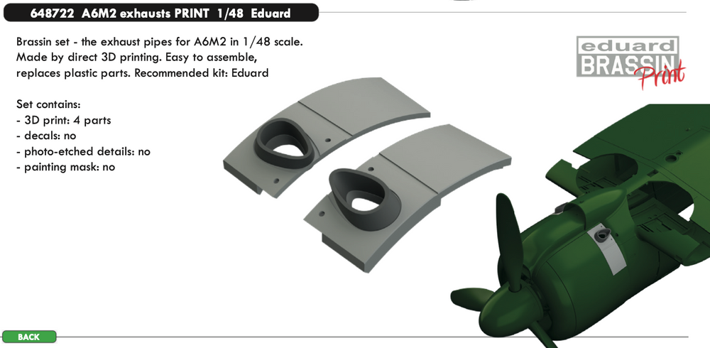 Eduard Brassin ED648722 1:48 Mitsubishi A6M2 Zero exhausts